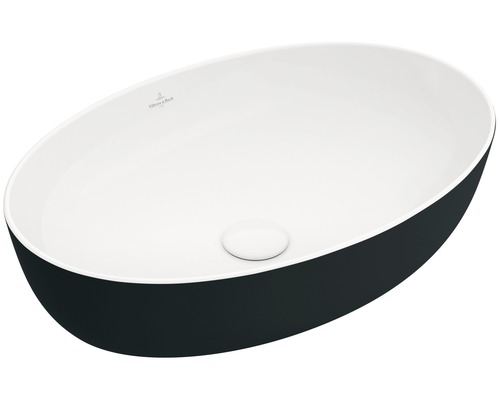 Villeroy & Boch Aufsatzwaschbecken Artis 61 cm oval weiß/coal black 419861BCT8 Ovale Aufsatzwaschschale aus Keramik