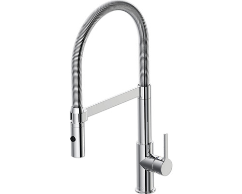 Mitigeur de cuisine avec douchette flexible Lenz ALUNA chrome brillant 46070502 Robinet de cuisine avec bec flexible