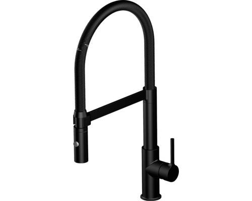 Mitigeur de cuisine avec douchette flexible Lenz ALUNA noir mat 46070551 Robinet de cuisine avec bec flexible