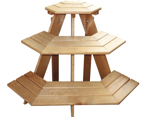 Escalier à fleurs élément d'angle en bois 87 x 59 x 62 cm bois honey Support à plantes en bois à trois niveaux pour le jardin