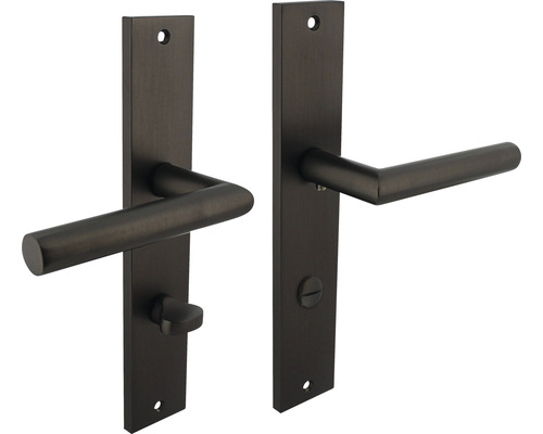Poignée sur plaque longue Intersteel Bastian WC 78 mm anthracite mat Garniture de poignée de porte avec plaque longue pour portes intérieures