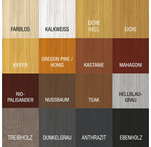 Nuancier avec différentes teintes de bois