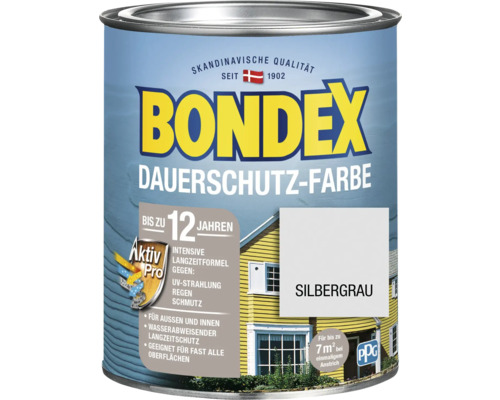 Peinture de protection longue durée Bondex en gris argenté pour l'extérieur et l'intérieur