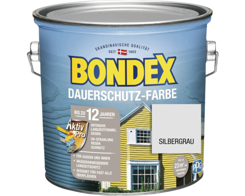 Peinture de protection durable pour bois BONDEX gris argent 2,5 l Peinture de protection longue durée Bondex gris argenté en pot