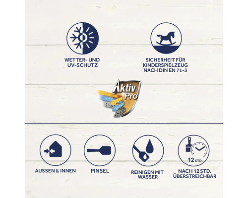 Protection contre les intempéries et les UV, sécurité pour les jouets d''enfants selon la norme DIN EN 71-3, convient pour l''extérieur et l''intérieur, pinceau, nettoyage à l''eau, peut être repeint après 12 heures