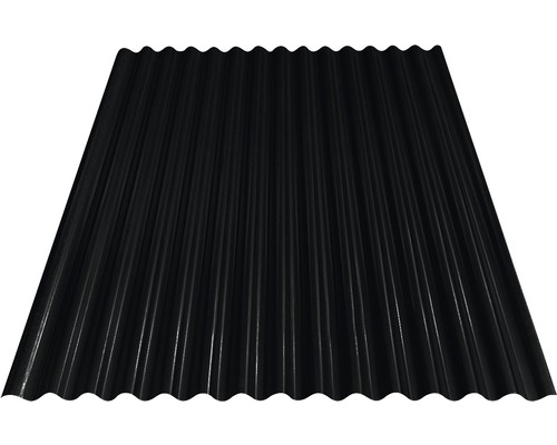 Tôle ondulée PRECIT Sinus S18 76/18 noir foncé RAL 9005 1200 x 883 x 0,4 mm