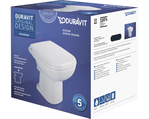 WC sur pied Duravit DuraHome avec fermeture amortie dans son emballage
