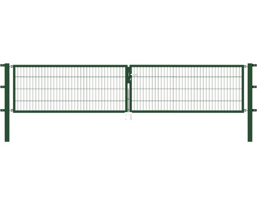 Portillon grillagé double ALBERTS Flexo 400 x 80 cm y compris poteaux 8 x 8 cm vert