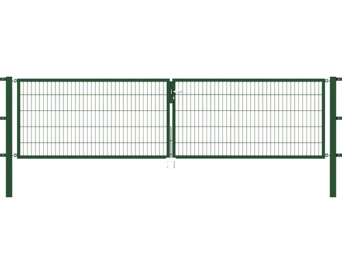 Portillon grillagé double ALBERTS Flexo 400 x 100 cm y compris poteaux 8 x 8 cm vert