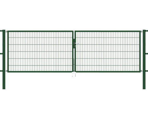 Portillon grillagé double ALBERTS Flexo 400 x 120 cm y compris poteaux 8 x 8 cm vert