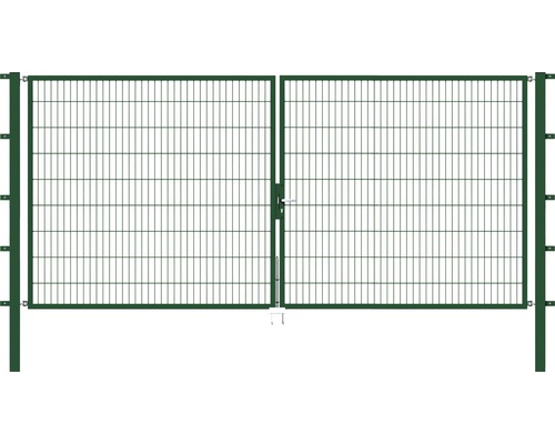 Portillon grillagé double ALBERTS Flexo 400 x 180 cm y compris poteaux 8 x 8 cm vert
