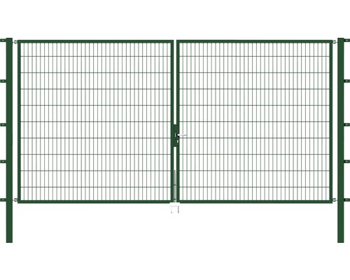 Portillon grillagé double ALBERTS Flexo 400 x 200 cm y compris poteaux 8 x 8 cm vert