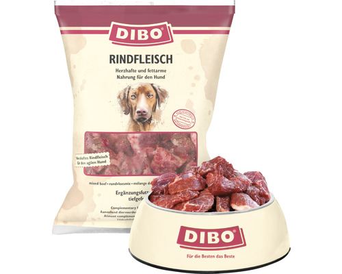 Rohfuttermittel DIBO® Rindfleisch 500 g tiefgefroren Dibo Rindfleisch Hundefutter im Beutel und im Napf