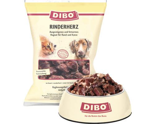 Aliments bruts pour animaux DIBO® cœur de bœuf 500 g surgelés-0