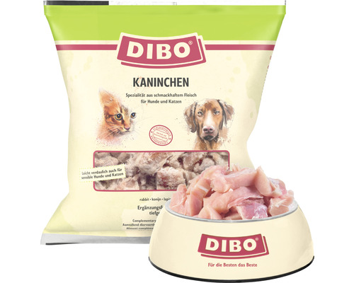Dibo nourriture pour chiens au lapin surgelée en sachet et gamelle