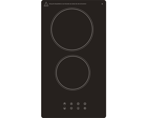 Plan de cuisson vitrocéramique PKM EB-DCF-2X largeur 28,80 cm Plaque de cuisson noire avec deux zones de cuisson