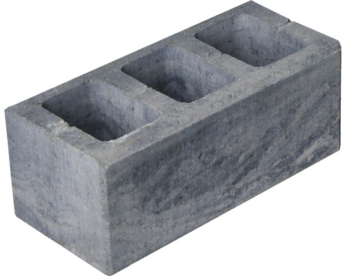 Grauer Beton Hohlblockstein mit drei Löchern