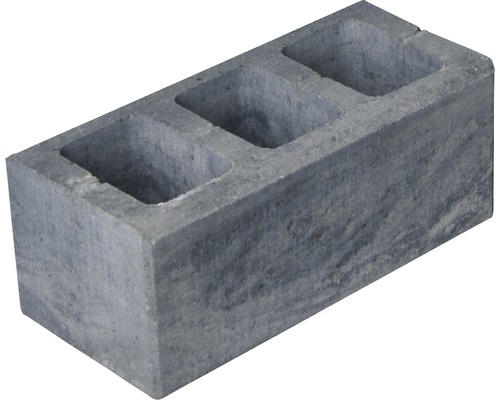 Bloc creux en béton gris avec trois trous