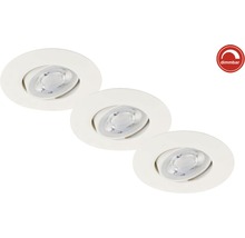 Set d'éclairages encastrés LED 3 pces à intensité lumineuse variable IP23 3x5 W 3x460 lm 3000 K blanc Ø 9/6,8 cm 230 V
