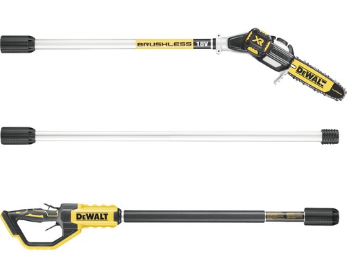 Tronçonneuse à batterie DeWalt en trois vues