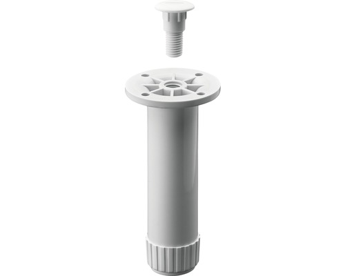 Pied réglable pour socle Ø 30 mm réglable en hauteur 120-130 mm plastique blanc Pied de meuble en plastique avec vis de montage