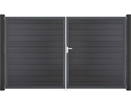 Portillon double GroJa Flex à droite prémonté sans poteaux cadre anthracite 300 x 180 cm anthracite