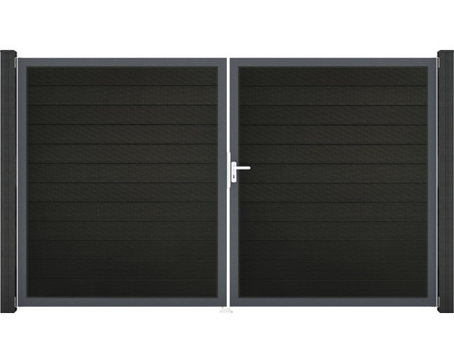 Doppeltor GroJa Flex rechts vormontiert ohne Pfosten Rahmen anthrazit 300 x 180 cm schwarz