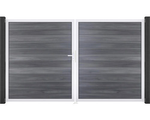 Portillon double GroJa Flex gauche cadre aluminium 300 x 180 cm gris pierre