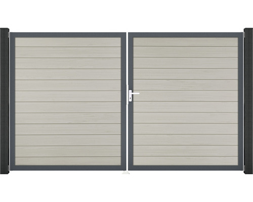 Portillon double GroJa Flex à gauche prémonté sans poteaux cadre anthracite 300 x 180 cm sable