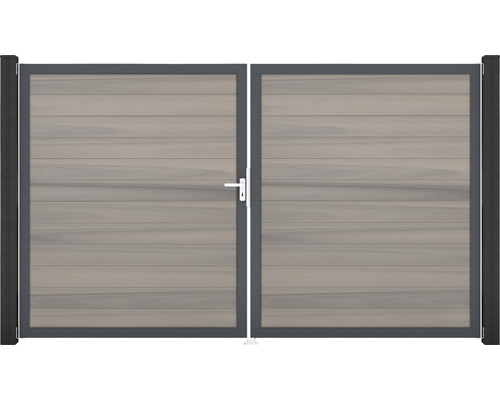 Portillon double GroJa Flex gauche cadre anthracite 300 x 180 cm bicolore co-extrudé