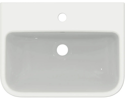 Lavabo en céramique avec trou pour robinet et trop-plein