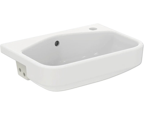 Vasque semi-encastrée Ideal Standard i.life S 50 x 36 cm blanc brillant T458801 Lave-mains en céramique avec trou de robinet et trop-plein