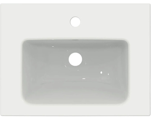 Aufsicht eines Waschtischs aus Keramik mit Hahnloch