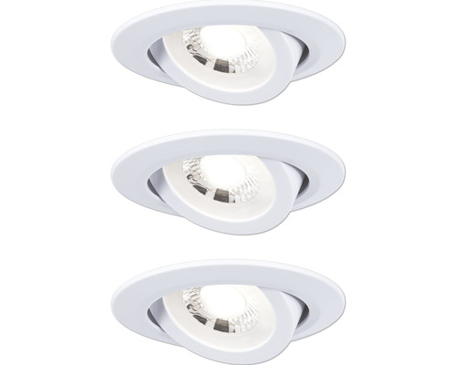 Ensemble d'éclairages à encastrer LED Paulmann à intensité lumineuse variable à 3 niveaux 3x6 W 550 lm 3000 K blanc chaud Ø 82 mm pivotant blanc mat 3 pces 230 V
