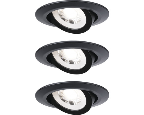 Paulmann LED Einbauleuchten-Set 3-step dimmbar 3x6W 3x450 lm 3000 K Ø 8,2 cm schwenkbar schwarz 230V 3 Stück