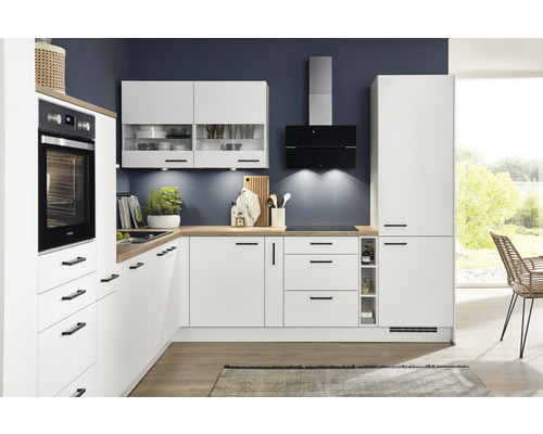 Nobilia elements Winkelküche Urban 450 weiß - Luxemburg HORNBACH cm Frontfarbe matt Korpusfarbe weiß