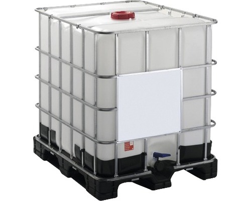 Réservoir IBC, conteneur de transport GARANTIA 1000 l avec marquage UN adapté aux marchandises dangereuses sur palette plastique