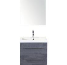 Badmöbel-Set Sanox Straight BxHxT 60 x 170 x 40 cm Frontfarbe beton anthrazit mit Waschtisch Mineralguss weiß