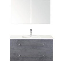 Badmöbel-Set Sanox Stretto BxHxT 101 x 170 x 39 cm Frontfarbe beton anthrazit mit Waschtisch Keramik weiß