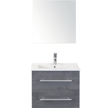 Badmöbel-Set Sanox Stretto BxHxT 61 x 170 x 39 cm Frontfarbe beton anthrazit mit Waschtisch Keramik weiß