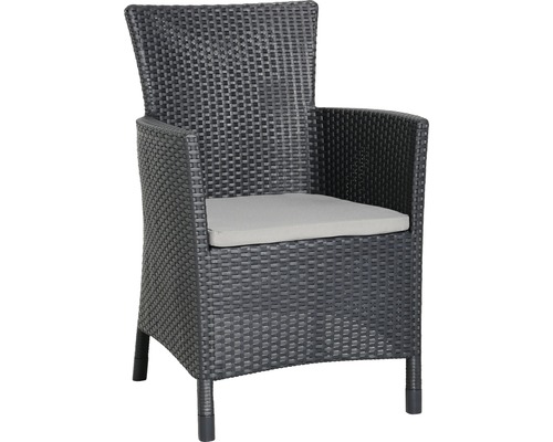 Fauteuil lounge dining Best Napoli graphite gris clair, avec galette de chaise