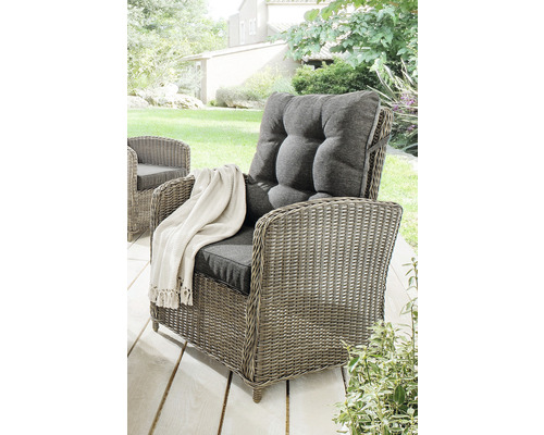 Fauteuil de jardin Destiny Merano rotin synthétique, gris