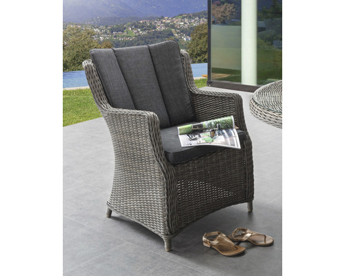 Fauteuil de jardin Destiny Luna rotin synthétique, gris