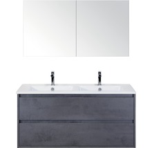 Badmöbelset 3-teilig Doppelbadmöbel Sanox Porto BxHxT 121 x 170 x 51 cm Frontfarbe beton anthrazit mit Waschtisch Keramik weiß 84730241