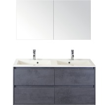 Badmöbelset 3-teilig Doppelbadmöbel Sanox Porto BxHxT 121 x 170 x 51 cm Frontfarbe beton anthrazit mit Waschtisch Mineralguss weiß 84732041