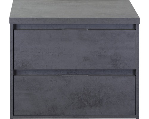Meuble sous-vasque Porto 70 cm avec plan de toilette béton anthracite Meuble sous-lavabo avec deux tiroirs