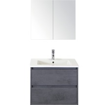 Badmöbel-Set Sanox Porto BxHxT 71 x 170 x 51 cm Frontfarbe beton anthrazit mit Waschtisch Keramik weiß