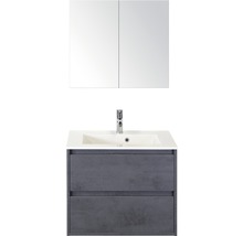 Badmöbel-Set Sanox Porto BxHxT 71 x 170 x 51 cm Frontfarbe beton anthrazit mit Waschtisch Mineralguss weiß