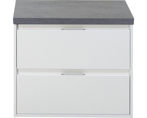 Waschtischunterschrank Porto 70 cm mit Waschtischplatte weiß hochglanz / Beton anthrazit