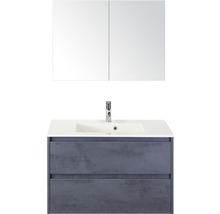Badmöbel-Set Sanox Porto BxHxT 91 x 170 x 51 cm Frontfarbe beton anthrazit mit Waschtisch Mineralguss weiß